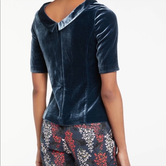 Boden NWT Martha Blue Velvet Top size 10. - Picture 6 of 10
